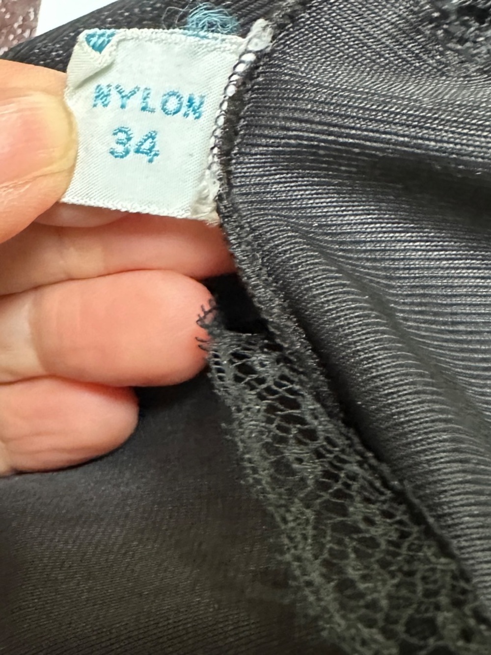 Vintage Full Slip Black Nylon Lace Nightie Small - Picture 4 of 16